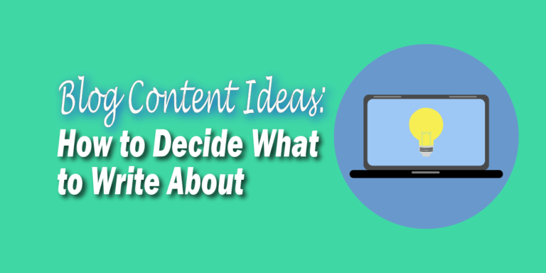 Blog Content Ideas: How to Decide What to Write About. Image of laptop with lightbulb on the screen