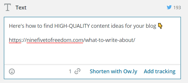 Text box to create a social media post in Hootsuite.