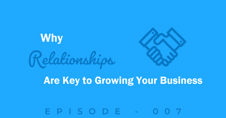 Podcast title with an icon of hands shaking to represent relationship.