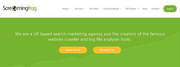Screenshot of Screaming Frog's website homepage.