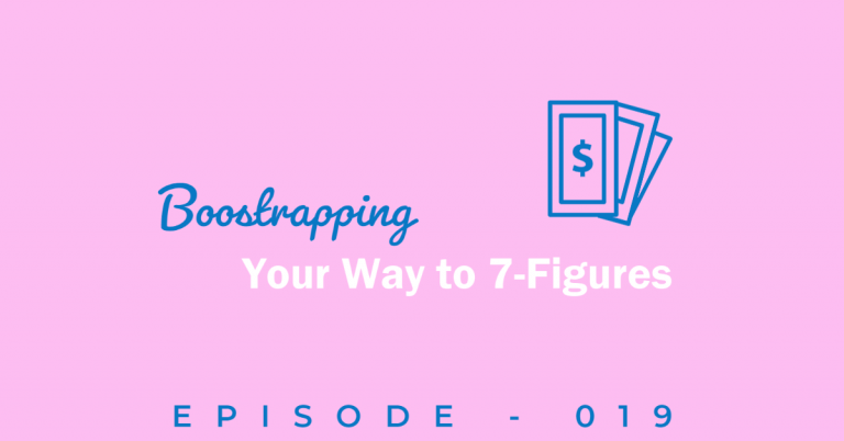 Title of episode Bootstrapping your way to 6-figures with a clipart image of money