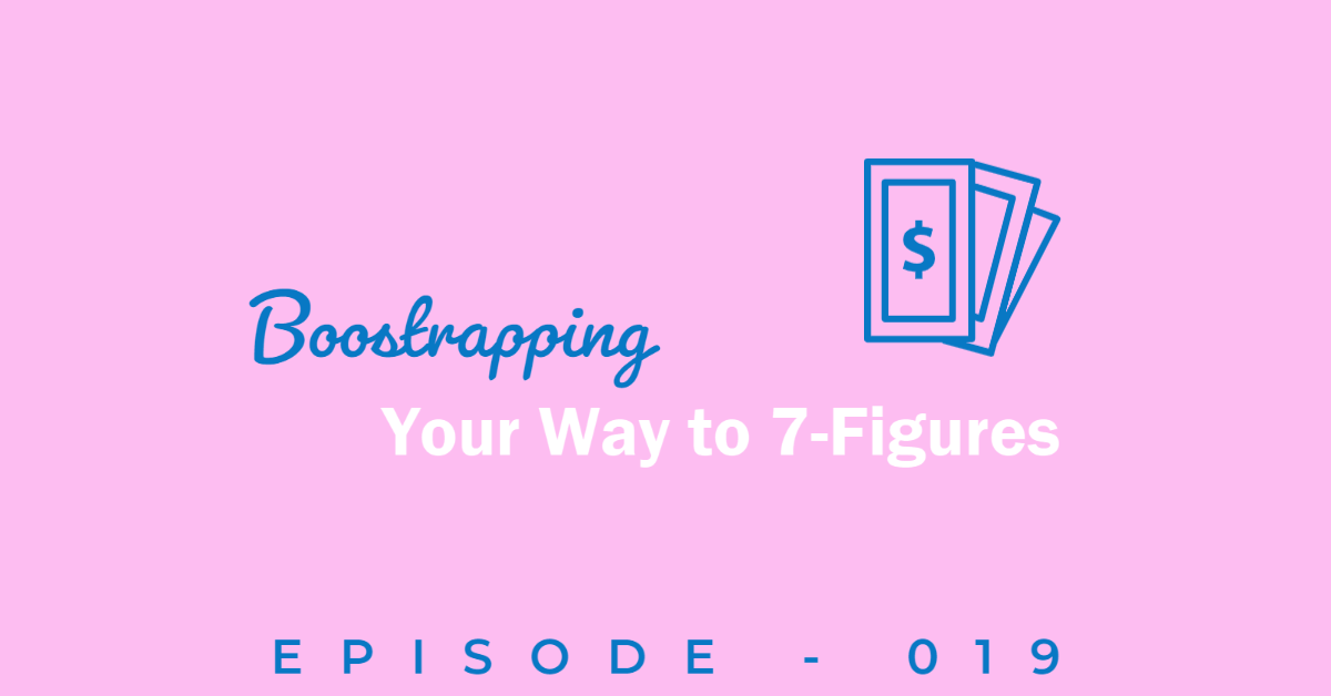 Title of episode Bootstrapping your way to 6-figures with a clipart image of money