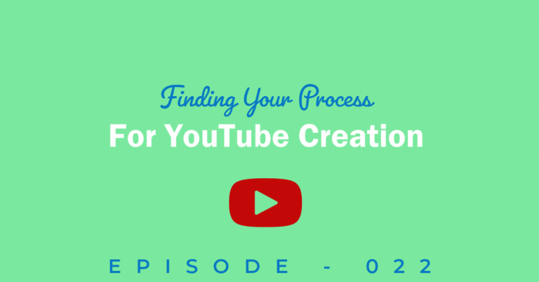 Title for the podcast. Finding your process for youtube creation with YouTube logo