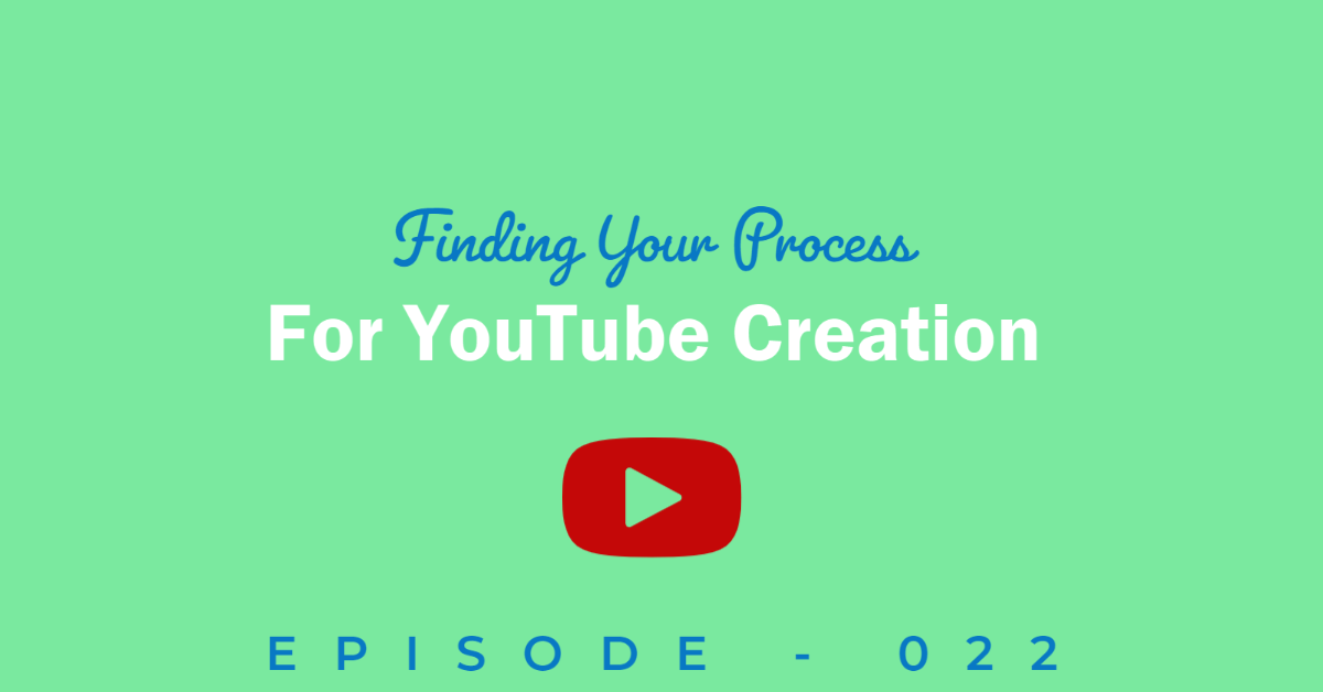 Title for the podcast. Finding your process for youtube creation with YouTube logo