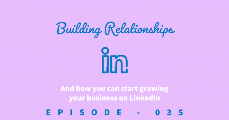 The linkedin "IN" in the middle of the page to show the topic of the episode which is building relationships with LinkedIn